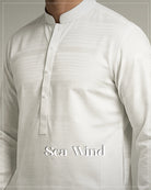 Sea Wind Off White Premium Dobby Linen Textured Fabric for Menswear Shalwar Kameez by Admani Pakistan - breathable summer weave for formal styling