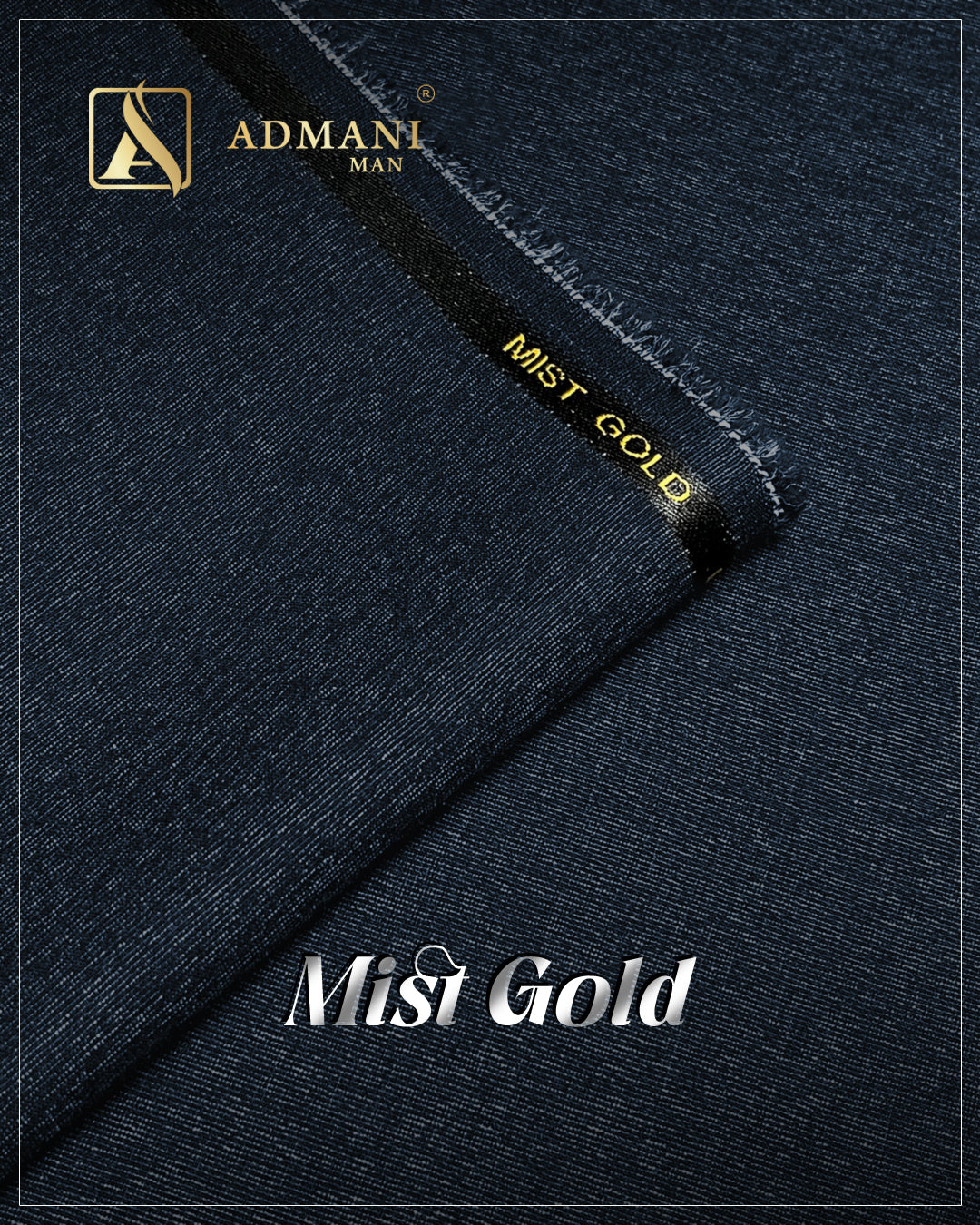 Mist Gold Navy Blue Unstitched Shalwar Kameez Fabric Men's Clothing Pakistan by Admani Menswear