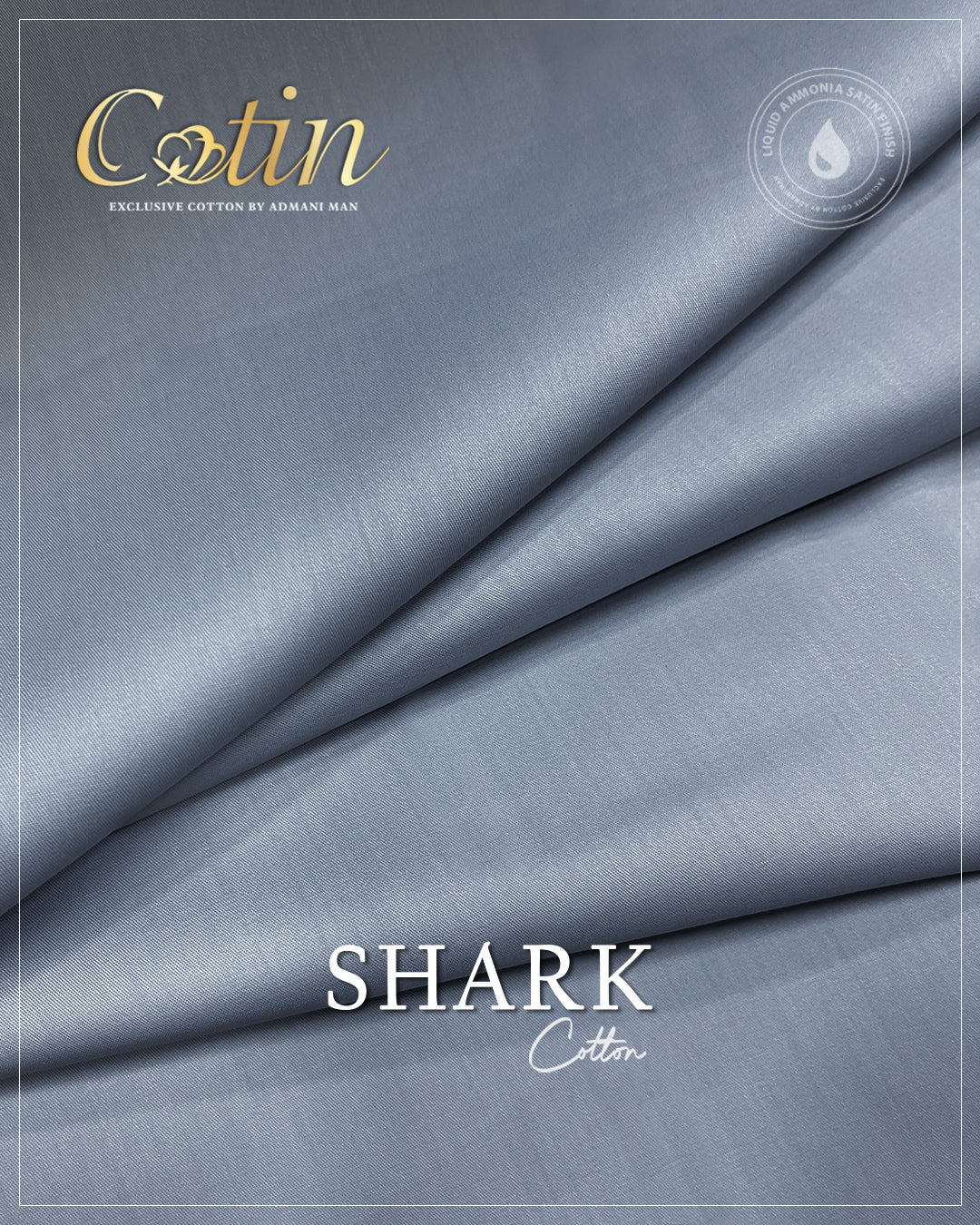 Shark Arsenic Gray Unstitched Cotton Liquid Ammonia Fabric Mens Clothing Pakistan by Admani Menswear