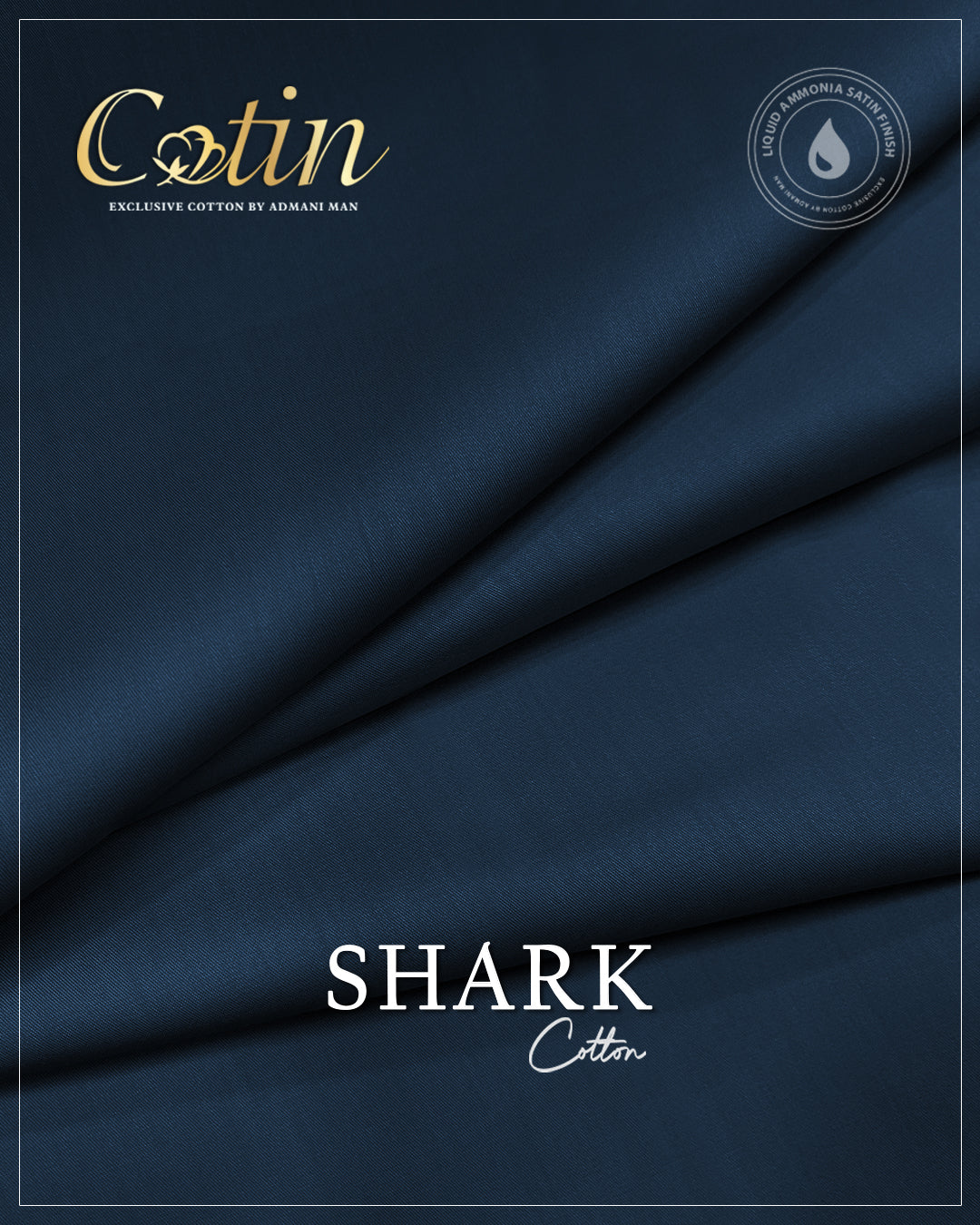Shark Navy Blue Unstitched Cotton Liquid Ammonia Shalwar Kameez Fabric by Admani Menswear Pakistan