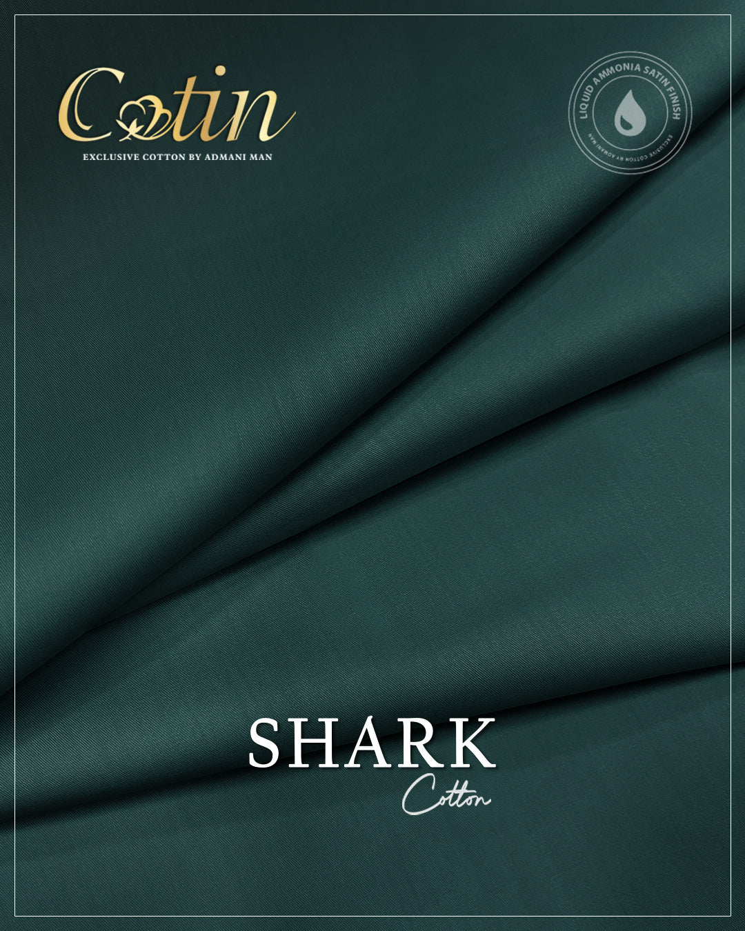 Shark Peacock Unstitched Cotton Liquid Ammonia Shalwar Kameez Fabric by Admani Menswear Pakistan