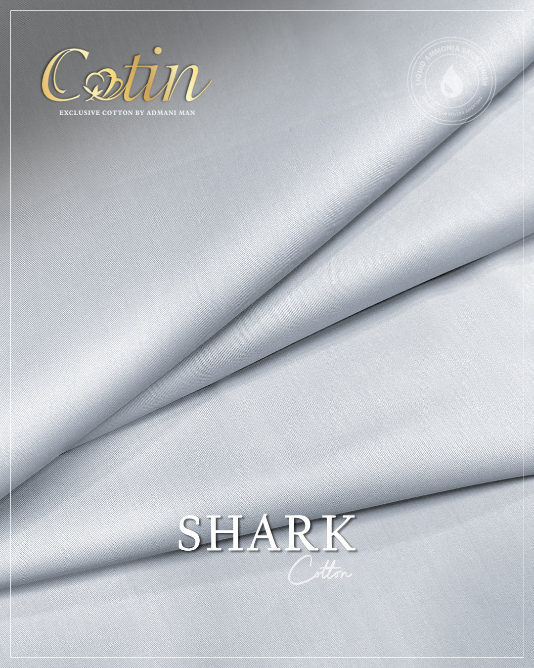 Shark White Unstitched Cotton Liquid Ammonia Fabric for Men by Admani Menswear Pakistan