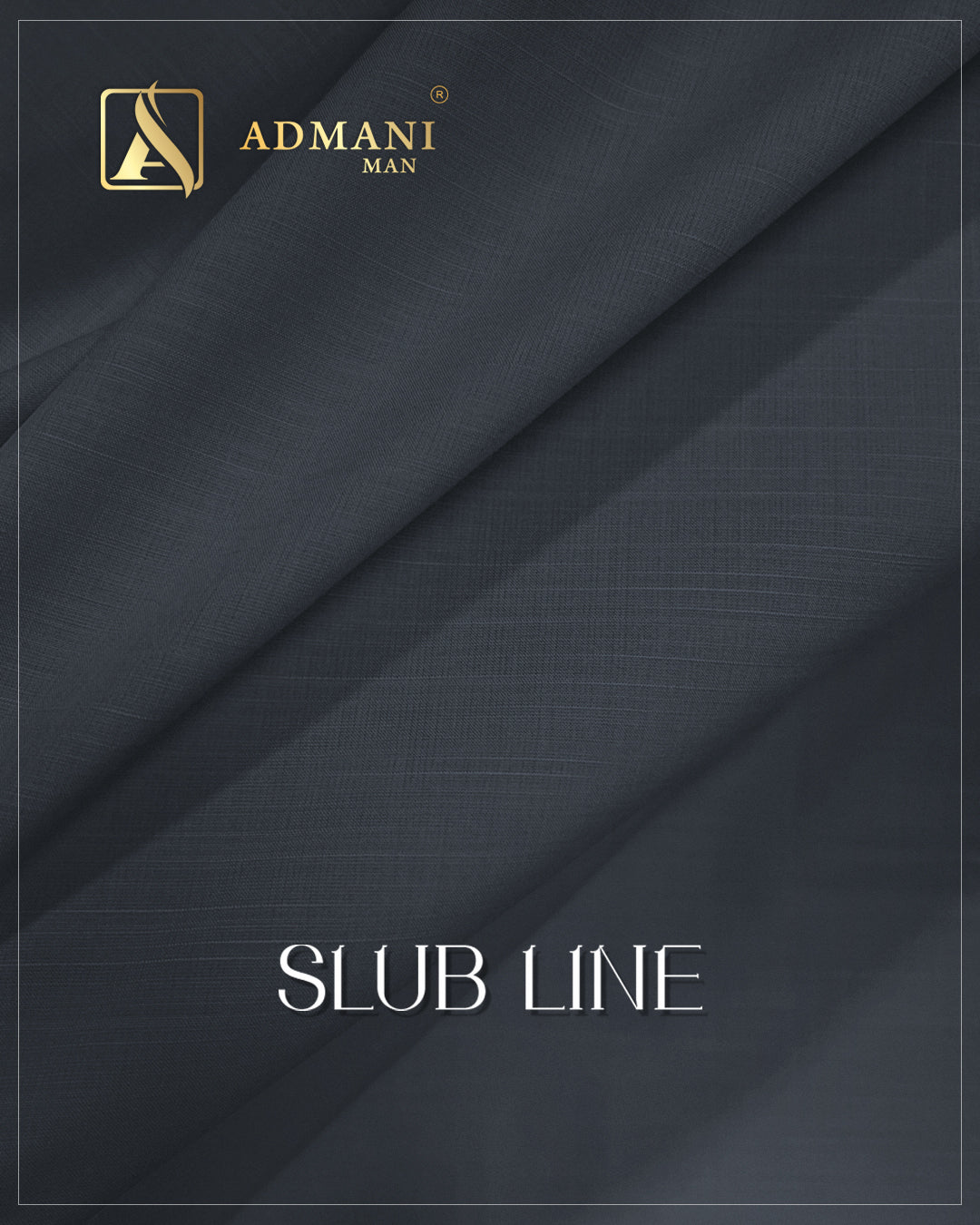 Midnight blue slub line premium unstitched fabric for mens shalwar kameez by Admani Menswear Pakistan