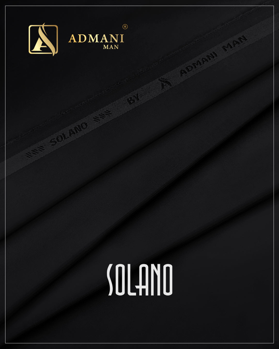Solano Black Color Premium Unstitched Fabric Mens Shalwar Kameez by Admani Menswear Pakistan