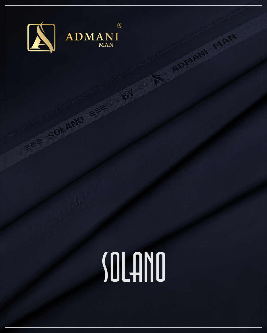 Solano Navy Blue Unstitched Shalwar Kameez Fabric Menswear Pakistan by Admani Menswear