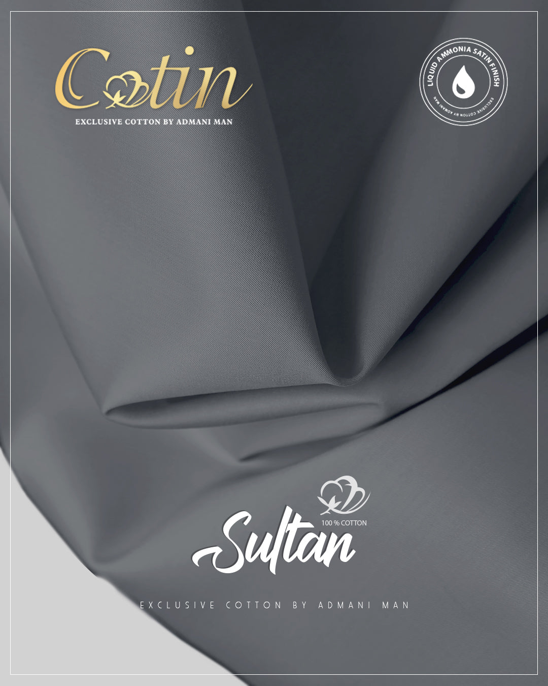 Sultan Arsenic Gray Premium Egyptian Cotton Liquid Ammonia Fabric for Everyday Elegance by Admani Pakistan