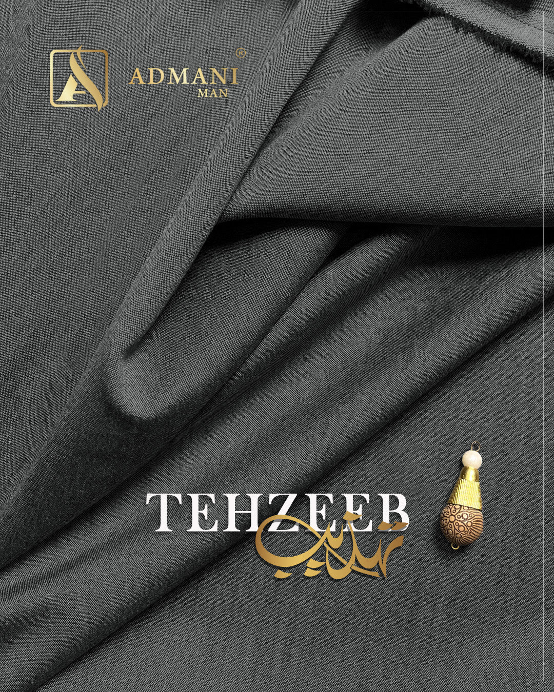 Tehzeeb Black medium winter fabric for men's shalwar kameez