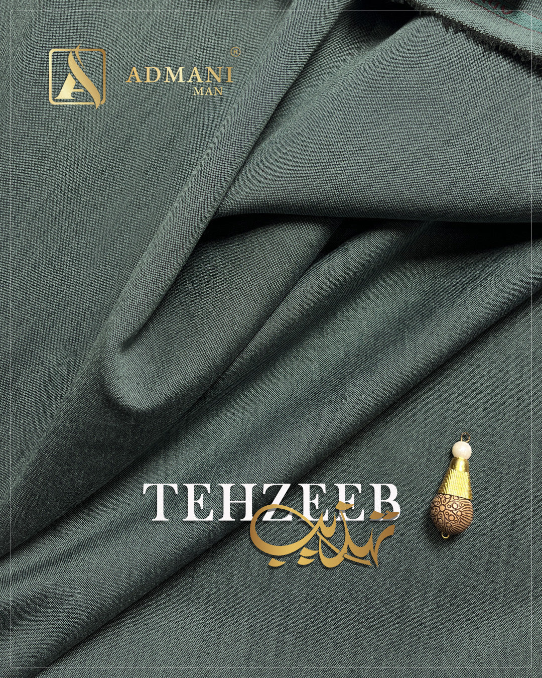 Tehzeeb Peacock Green medium winter fabric for men's shalwar kameez