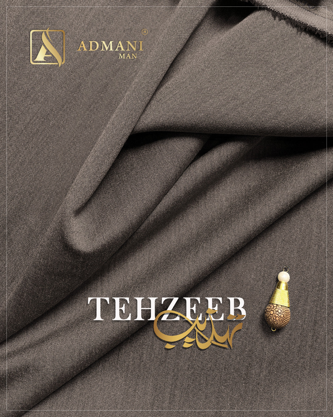 Tehzeeb Peanut Brown medium winter fabric for men's shalwar kameez
