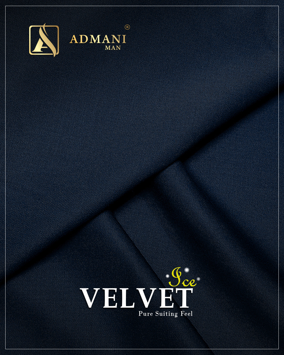 Velvet Ice Navy Blue Premium Dobby Medium-Winter Unstitched Fabric Menswear Shalwar Kameez by Admani Menswear Pakistan