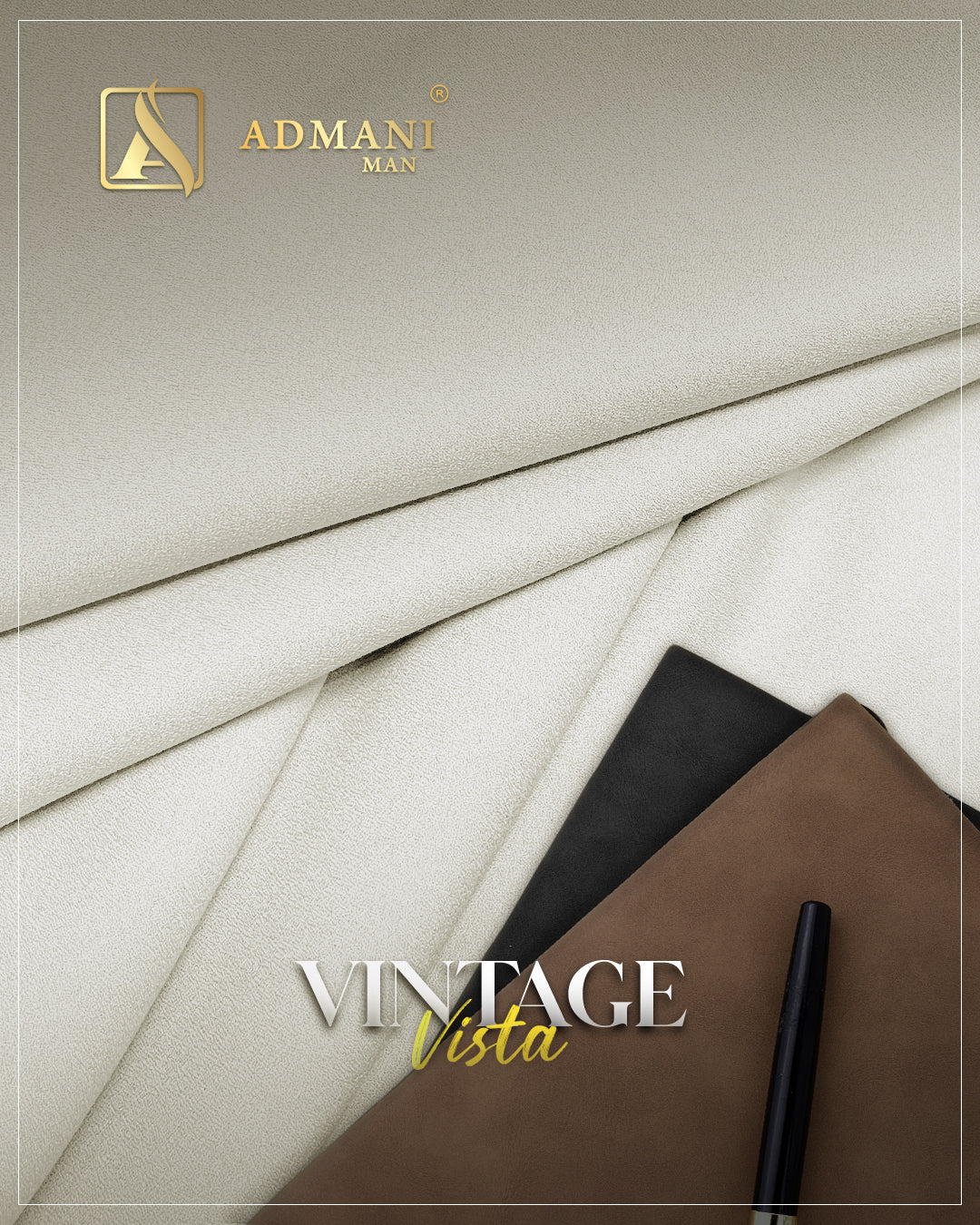 Vintage Vista Off White Unstitched Fabric for Mens Shalwar Kameez by Admani Menswear Pakistan